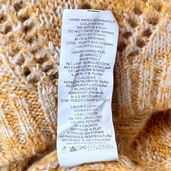 Kensie Heathered Open Knit Ruffle Sweater Sz M Retro Mustard Shabby Chic Cottage - Picture 9 of 12
